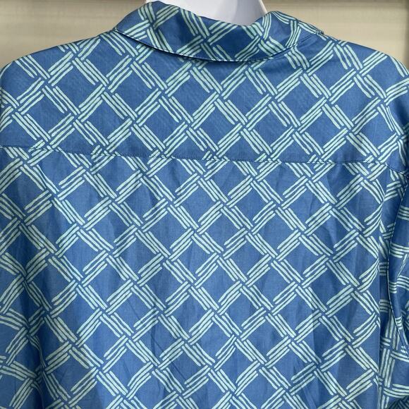 Coldwater Creek Blue Geometric Print Cotton Popover Top Size 2X Lightweight Boho - Picture 12 of 12